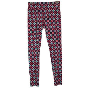 LLR Lularoe Pants Women's Size OS One Size Pink Blue GEO Print Stretchy Leggings